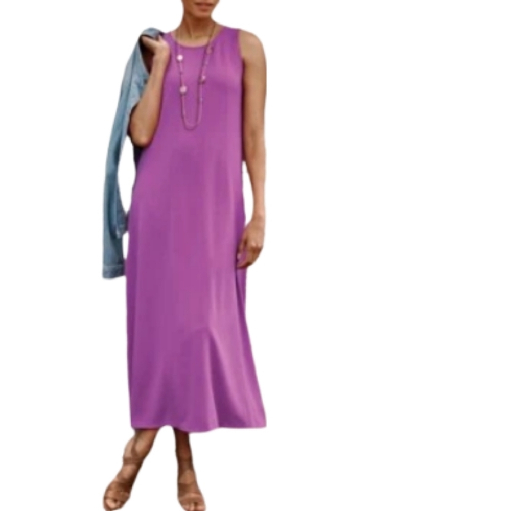 J. Jill NWT Wearever Collection Purple Double Face Jersey Seamed Maxi Dress XS